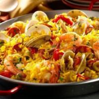  Land And Sea Paella /Paella Mar Y Tierra ( Individual ) · Single Serve - Shrimp, scallops, squid mussels, red pepper, onion, sweet peas , olive oil, s...