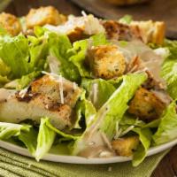Classic Grilled Chicken Caesar Salad · Grilled chicken, romaine lettuce, garlic croutons, parmigiana cheese, grape tomatoes, creamy...