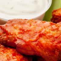 Chicken Wings · Six pieces with blue cheese. Hot mild BBQ, honey BBQ or teriyaki.
