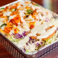 Chicken Over Rice With Salad · 