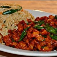 Chili Chicken Dry · Crispy chicken tenders cooked in special soya garlic sauce.