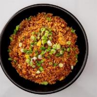 F3 Soy Garlic Fried Rice · Premium long grain rice, fried with vegetables, egg, and soy garlic spice blend