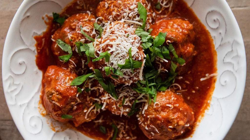 Polpette · Homemade meatballs braised in our tomato sauce.