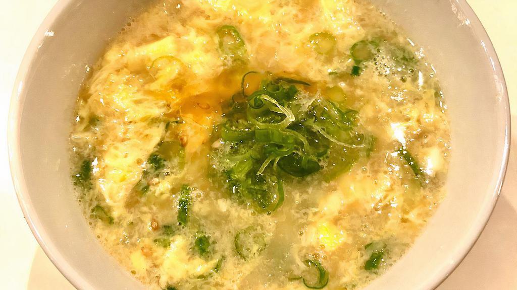 Bone-Marrow Egg Soup  · 8-hour simmered beef broth, egg, scallions