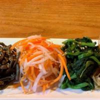 Assorted Namul · Variety of 4 seasoned vegetables, spinach, bean sprouts, fern & carrots