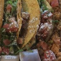 Chicken Chipotle Tacos · Comes with a soft inside tortilla and a hard shell tortilla stuffed with lettuce, pico de ga...