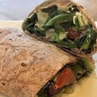Greek Salad Wrap · lettuce, tomatoes, onions, cucumbers, feta, tzatziki & olive oil vinaigrette wrapped in a wh...