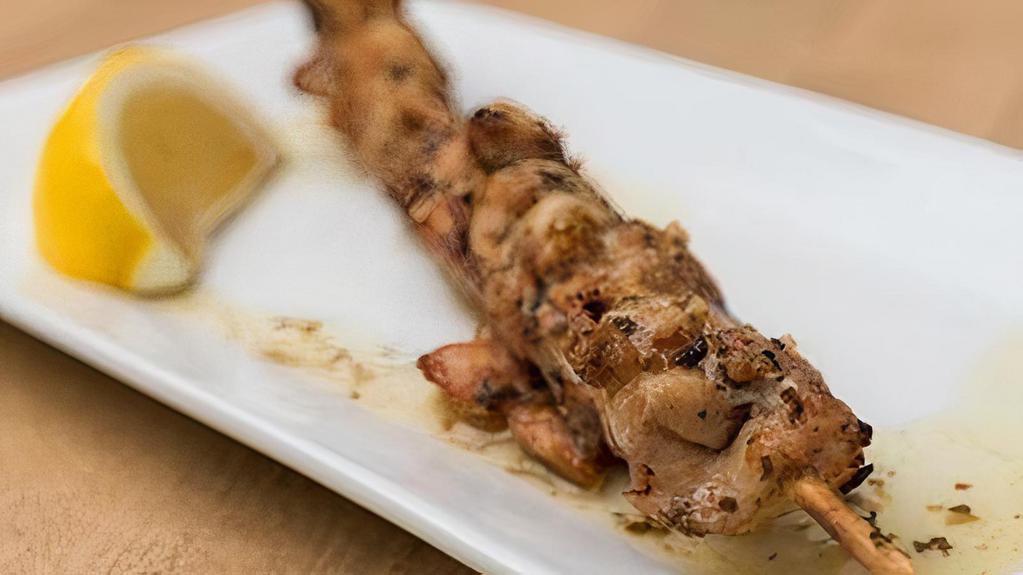 Chicken Souvlaki Stick (Halal) · chunks of grilled, marinated chicken on a skewer (E,G)
