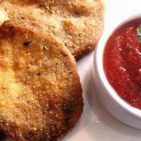 Fried Eggplant · Fried Breaded Eggplant, Served with Our Homemade Tomato 
Sauce (V)
