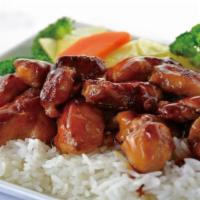Chicken Teriyaki · Served with mixed vegetables and steamed rice.