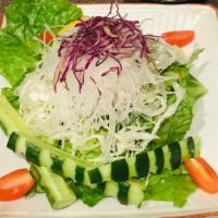 Green Saladハウスグリンサラダ · Tossed green salad, lettuce, cucumber, radish, mini tomato,
it comes with Matsuri's famous W...