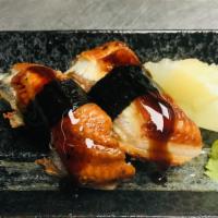Unagi (2)うなぎ · Fresh water eel. Grilled kabayaki style with unagi sauce on top, fatty and rich flavor.