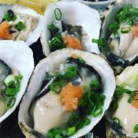 Live Oysters 1/2 Dozen  · Live Oysters （フレッシュガキ）from deep bay, British Columbia which rich, plump and creamy taste wit...