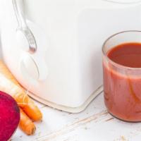 Blood Builder Juice · Freshly squeezed beets, carrot, and celery & ginger.