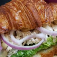 Chicken Salad Sandwich · All natural diced chicken breast, mayo and choice of toppings.