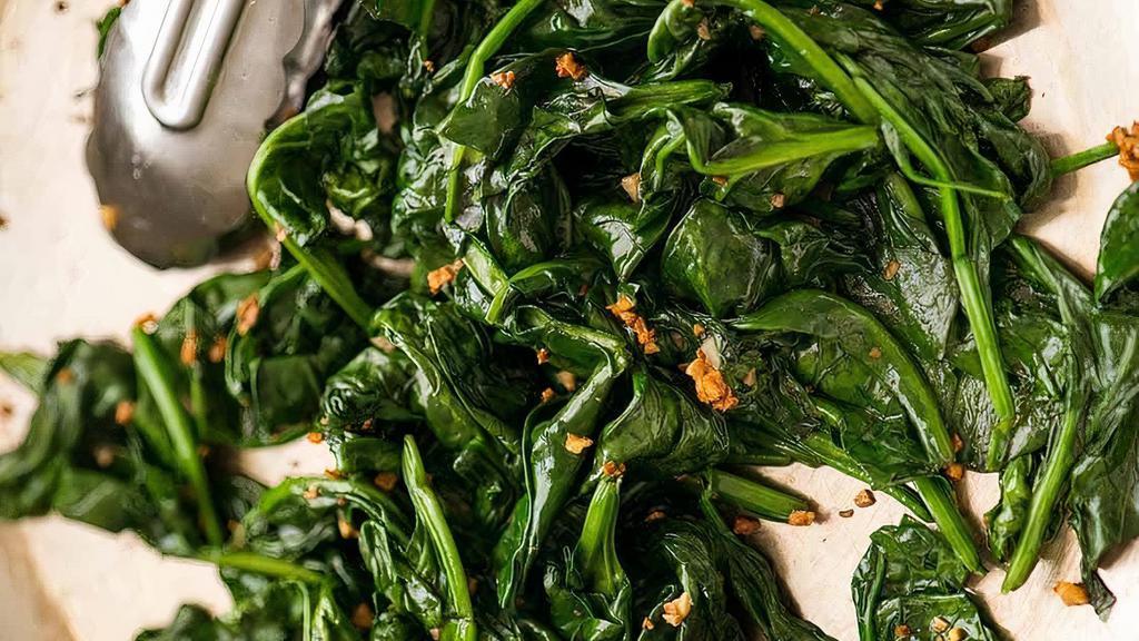 Sauteed Spinach Side · Garlic, shallots and olive oil.