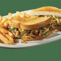 Philly Steak & Cheese Supermelt® · Savory grilled sirloin steak sliced thin and topped with sautéed green peppers and onions wi...