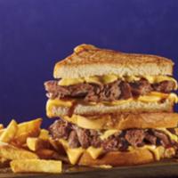 American Cheese Brisket Supermelt® · Melt-in-your-mouth beef brisket and melty American cheese are stacked on our parmesan-grille...