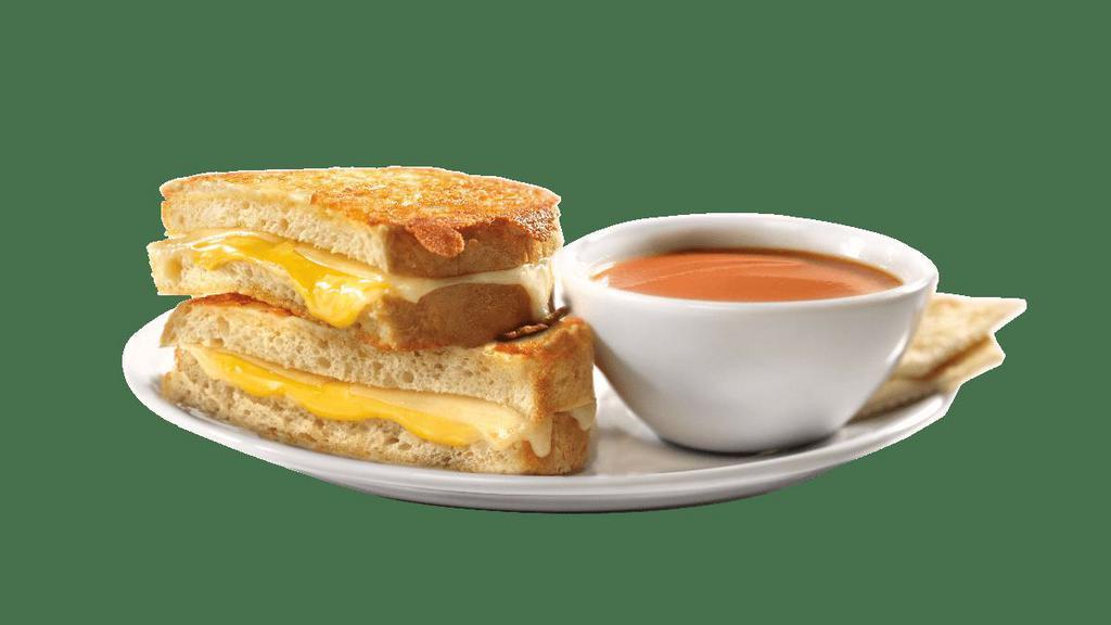 Ultimate Grilled Cheese Supermelt® · Cheese lovers—time for your ultimate cheesy fix. Piles of Cheddar, American, and Swiss cheeses melted between our 3-cheese-crusted sourdough bread. Served with a side of golden fries.