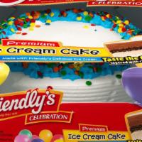 Ice Cream Cake:  60Oz Round · 60 oz round cake with premium Vanilla and Chocolate Ice Cream with Chocolaty Crunchies, Icin...