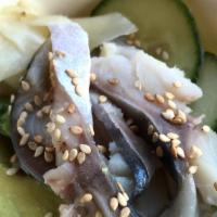Saba Gari Rice Cup · Avocado, cucumber, ginger, wasabi, sesame seeds.