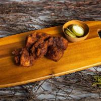 One For Honey Wings · (Honey BBQ) Served with celery or carrots, and blue cheese or ranch.