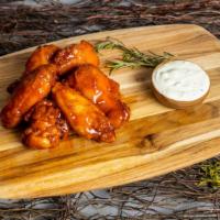 Sweet Chili Cha-Cha Wings · (Sweet Chili) Served with celery or carrots, and blue cheese or ranch.