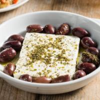 Feta Cheese And Kalamata Olives · Sprinkled with oregano and olive oil.