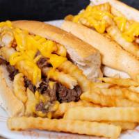 Italian Cheesesteak · Onion, peppers, French fries, mayo, ketchup.