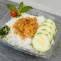 Rice Vermicelli Salad · Lettuce, cucumber, mint leaves and rice vermicelli topped with scallion oil, fried red onion...