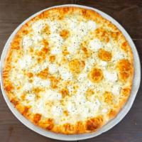 White Pizza · A sauceless pie topped with ricotta, mozzarella, and
parmesan cheese.