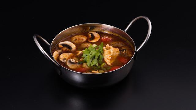 Tom Yum Soup · Spicy. Either chicken, shrimp, vegetables, or tofu. This spicy tom yum broth is on the lighter side, topped with tomatoes, mushroom, galangal, lemongrass, onion, scallion & cilantro.