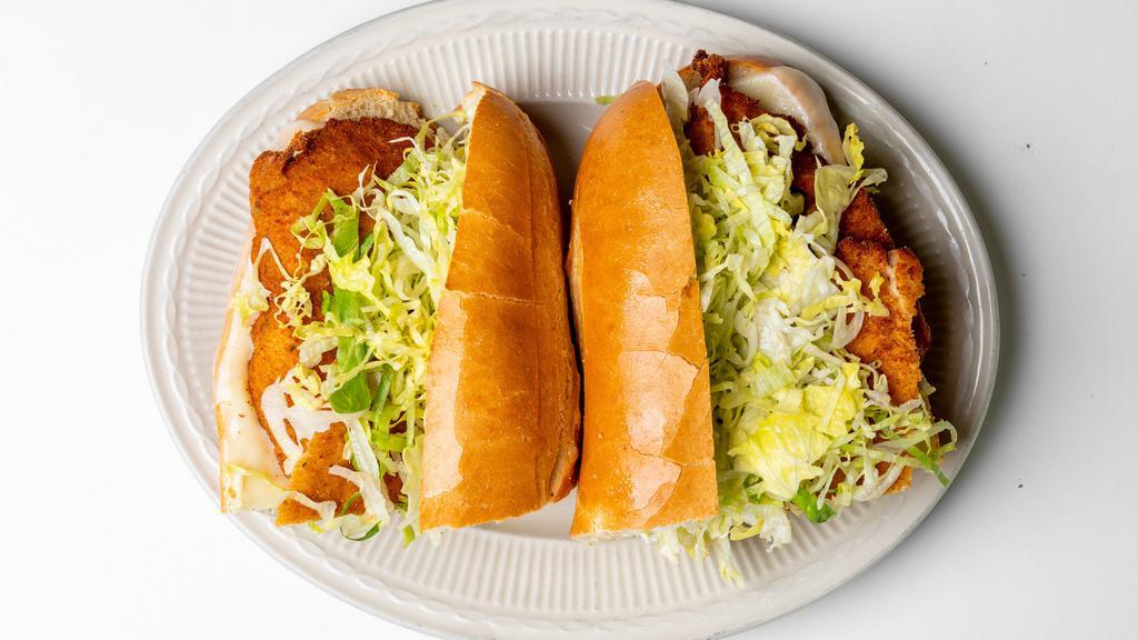 Chicken California · Fried chicken,  lettuce, tomatoes & mayo. Add cheese for an additional charge.