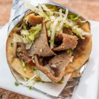 Gyro Sandwich · Mix of beef and lamb with tomatoes, onions, lettuce, tzatziki and parsley