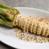 Grilled Street Corn · corn on cob, kewpie, parmesan, togarashi, lime.