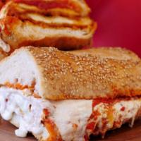 Chicken Parma · Chicken cutlet, melted mozz & provolone, homemade tomato sauce