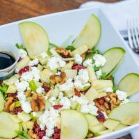 Goat Cheese Salad · Arugula, sliced apples, cranberries, walnuts, goat cheese, olive oil,
balsamic vinaigrette (...