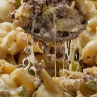 Butcher'S Mac · Shell pasta mixed with chef’s special blend, grass fed NY strip steak, smoked bacon lardons,...