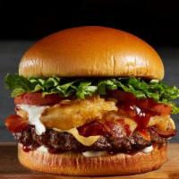 Bbq Bacon Tribeca Burger · A 4 oz fresh Angus beef patty, BBQ sauce, onion rings, bacon, lettuce, tomato, and American ...