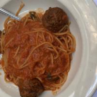 Classic Meatball · Spaghetti and meatballs in pomodoro sauce.