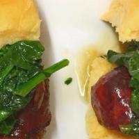 Sausage And Broccoli Rabe Sliders · Sautéed with garlic and olive oil.