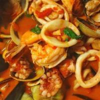 Zuppa Di Pesce · Mixed Seafood in tomato broth. Calamari, clams, mussels and shrimp. No side pasta