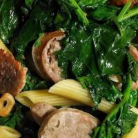 Penne With Sausage And Broccoli Rabe Pasta · Sautéed in garlic and olive oil.