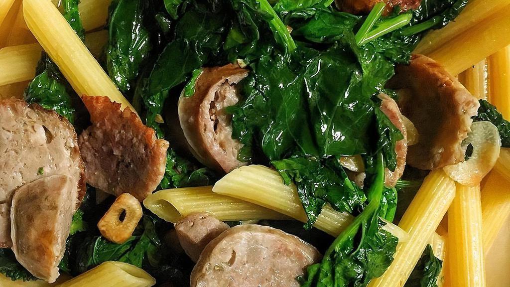 Penne With Sausage And Broccoli Rabe Pasta · Sautéed in garlic and olive oil.