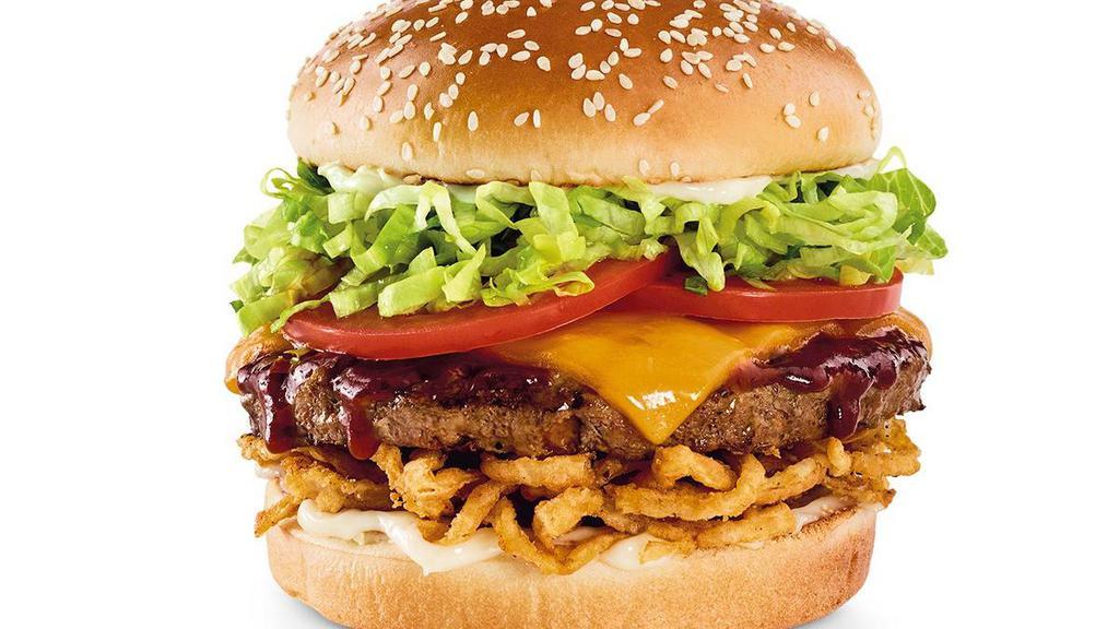 Whiskey River® Bbq  · Whiskey River® BBQ Sauce, crispy onion straws, Cheddar, lettuce, tomatoes and mayo..