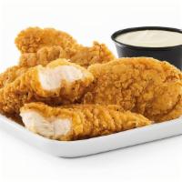 Clucks & Fries® · Chicken tenders and Steak Fries with ranch.