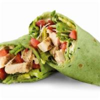 Caesar'S Chicken Wrap · Sliced chicken breast, Parmesan, romaine, tomatoes and Caesar dressing in a spinach tortilla..