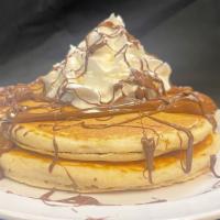 Nutella Pancakes · Fluffy Buttermilk Pancakes with Nutella and Topped with Whipped Cream
