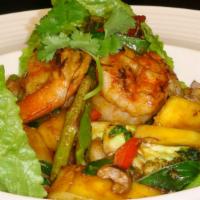 Sauteed Shrimp · Served with thai tom yum sauce.