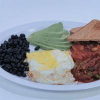 Huevos Rancheros · 2 eggs, Beans, Avocado, Salsa